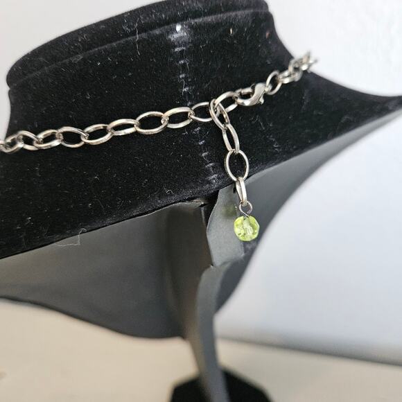 Unique Green Bead & Fluorite Stone Statement Necklace & Earring Set Glows - Picture 6 of 10